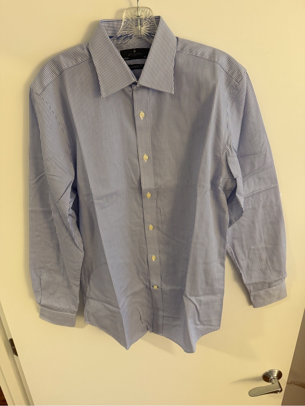 Jeff Banks London Men's Blue Pinstripe Dress Shirt - Classic Button-Down